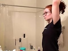 Nude Bathroom Cleaning And Piss Peeping Tom