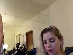 Sexy Blonde Chick Loves Big Bikes And Big Dicks